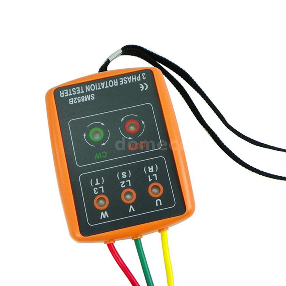 with Frequency Range 20 to 400Hz Phase Rotation Indicator Detector Meter 3 Phase AC SM852B Portable 3 Phase Sequence Rotation Tester LED Indicator and Buzzer 60 to 600V 