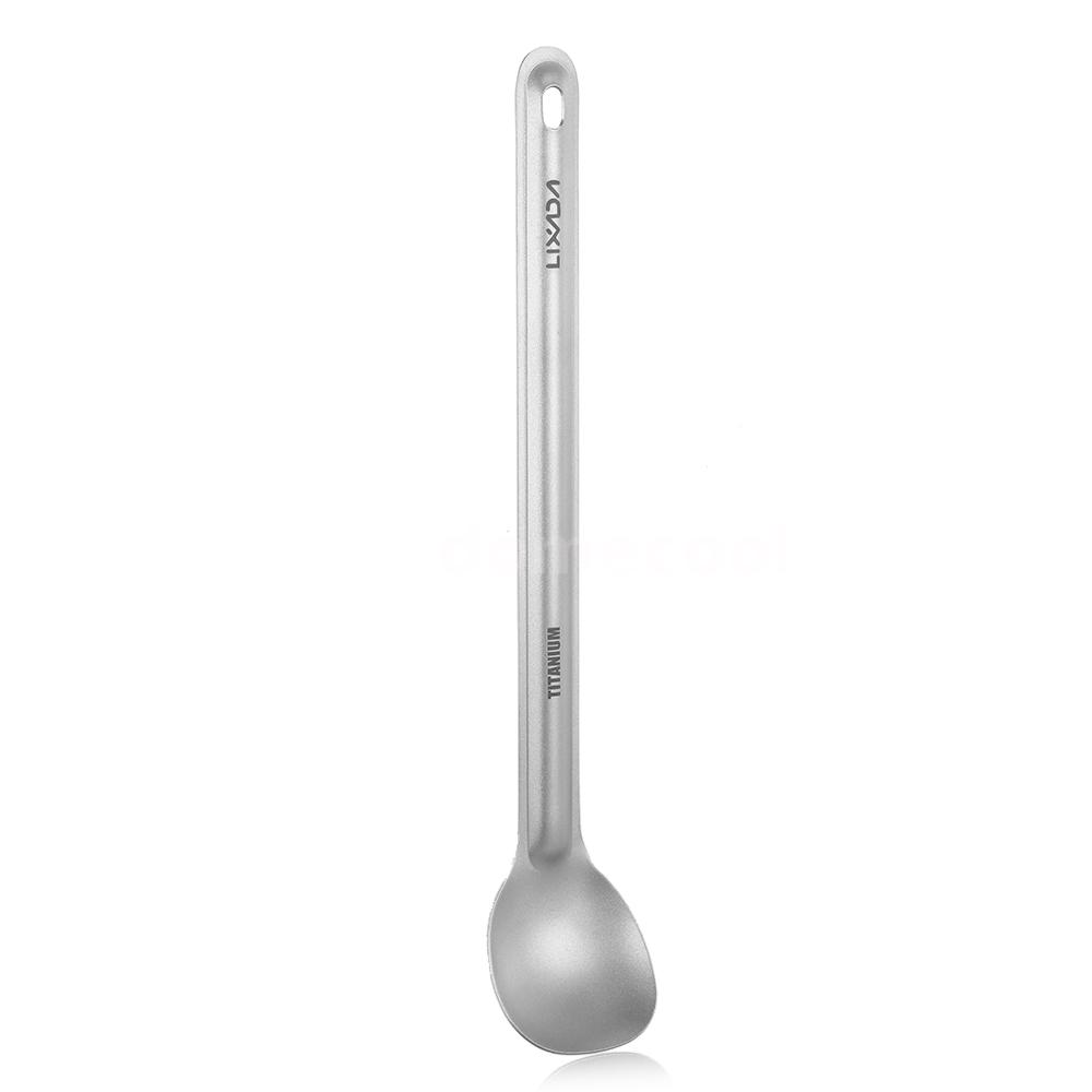 Lixada Titanium Long Handle Spoon with Polished Bowl Outdoor Portable Q7T5